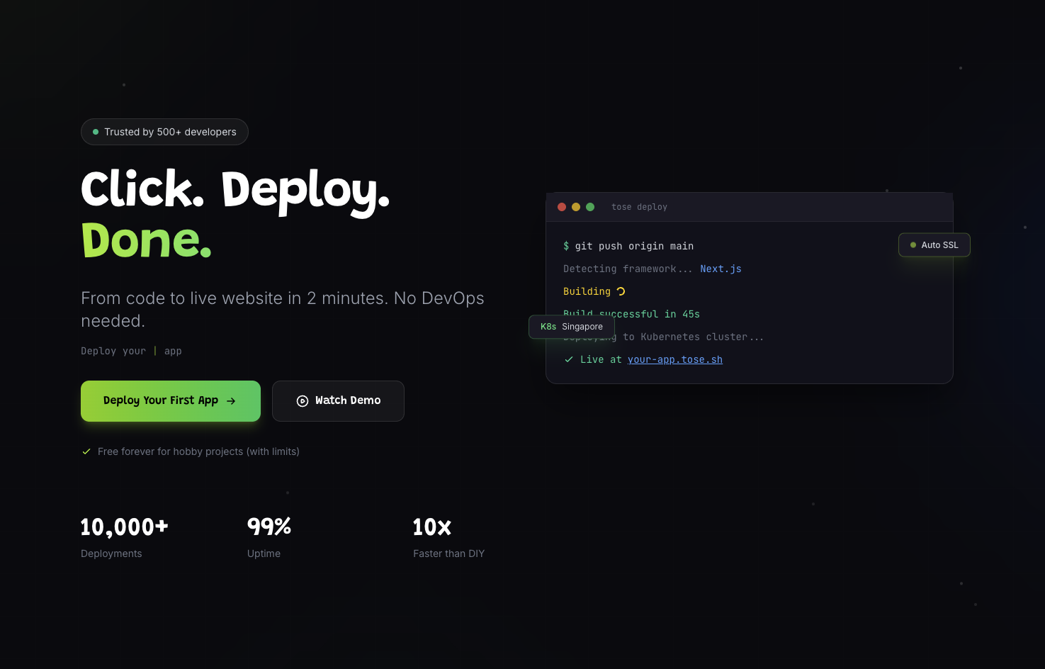 TOSE - The outstanding ship experience for every codebase